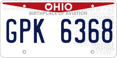 OH license plate GPK6368
