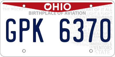 OH license plate GPK6370