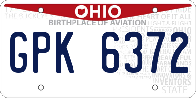 OH license plate GPK6372