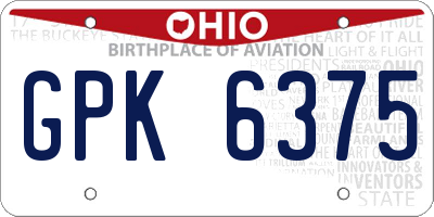 OH license plate GPK6375