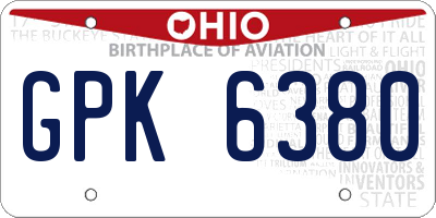 OH license plate GPK6380