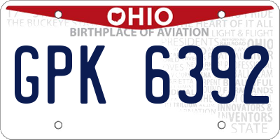 OH license plate GPK6392