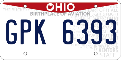 OH license plate GPK6393
