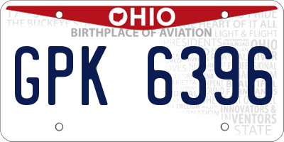 OH license plate GPK6396
