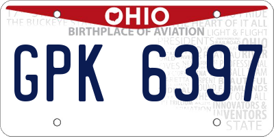 OH license plate GPK6397
