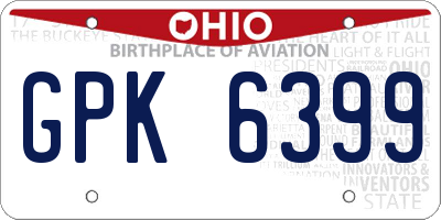 OH license plate GPK6399