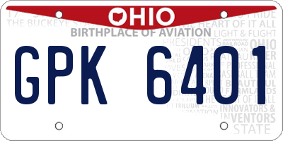 OH license plate GPK6401