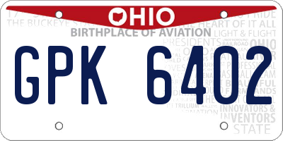 OH license plate GPK6402