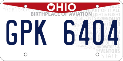 OH license plate GPK6404