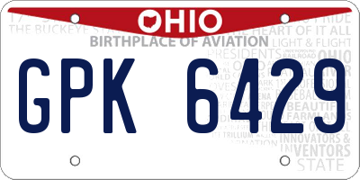 OH license plate GPK6429