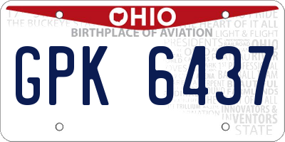 OH license plate GPK6437