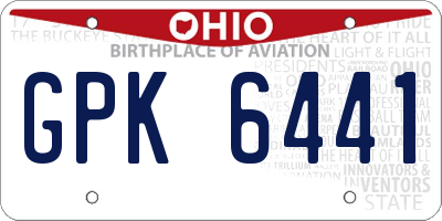 OH license plate GPK6441