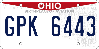 OH license plate GPK6443