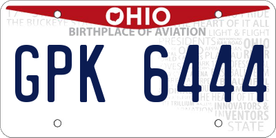 OH license plate GPK6444