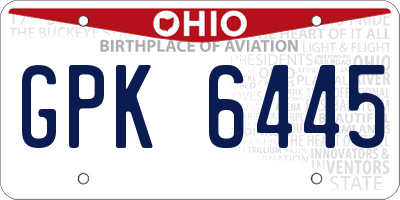OH license plate GPK6445