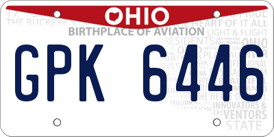 OH license plate GPK6446