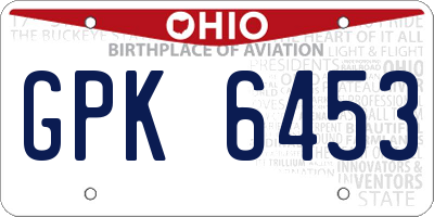 OH license plate GPK6453