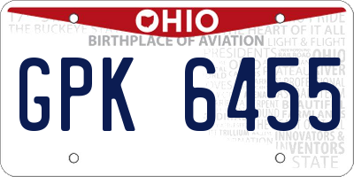 OH license plate GPK6455
