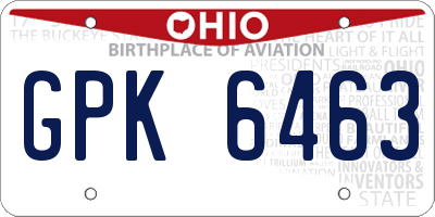OH license plate GPK6463