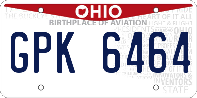 OH license plate GPK6464