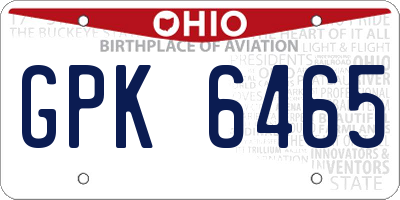 OH license plate GPK6465