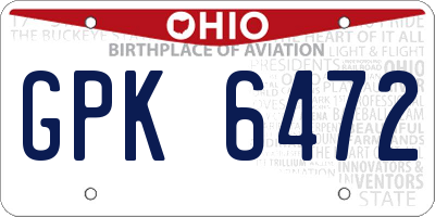 OH license plate GPK6472