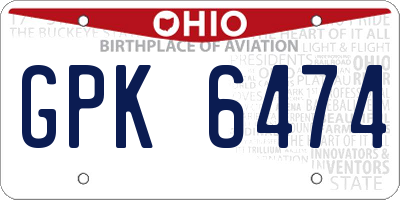 OH license plate GPK6474