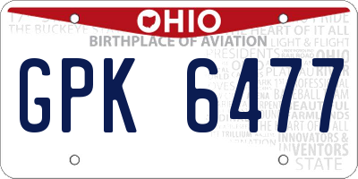 OH license plate GPK6477