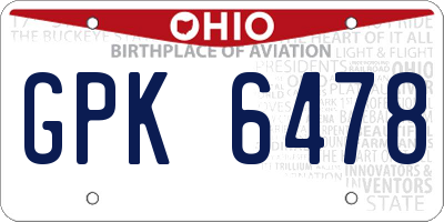 OH license plate GPK6478