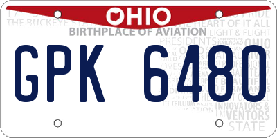 OH license plate GPK6480