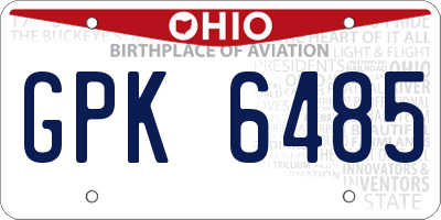 OH license plate GPK6485