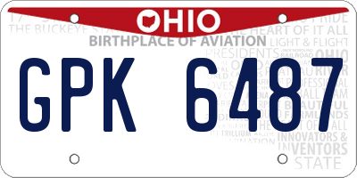 OH license plate GPK6487