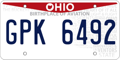 OH license plate GPK6492