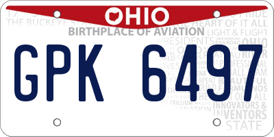 OH license plate GPK6497