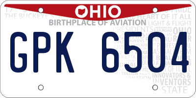 OH license plate GPK6504