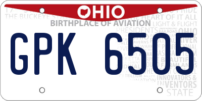OH license plate GPK6505