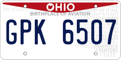 OH license plate GPK6507