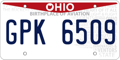 OH license plate GPK6509