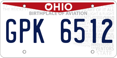 OH license plate GPK6512