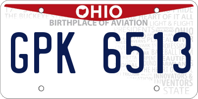 OH license plate GPK6513