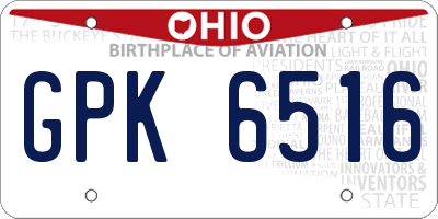 OH license plate GPK6516