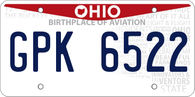 OH license plate GPK6522