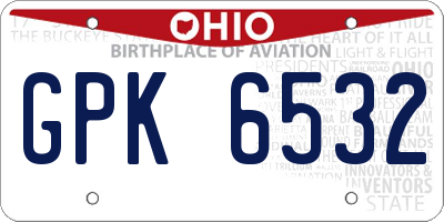 OH license plate GPK6532