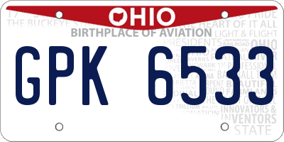 OH license plate GPK6533