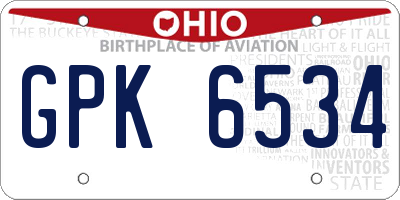 OH license plate GPK6534