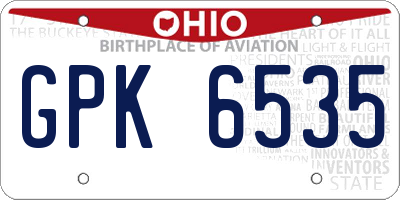 OH license plate GPK6535