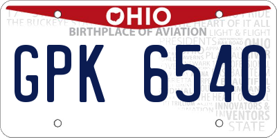 OH license plate GPK6540