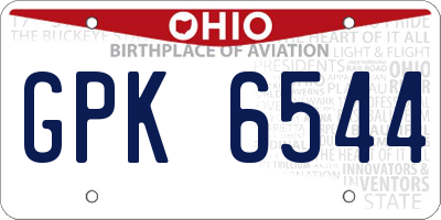 OH license plate GPK6544