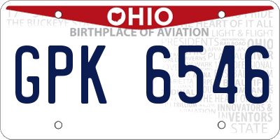 OH license plate GPK6546