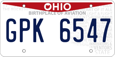 OH license plate GPK6547